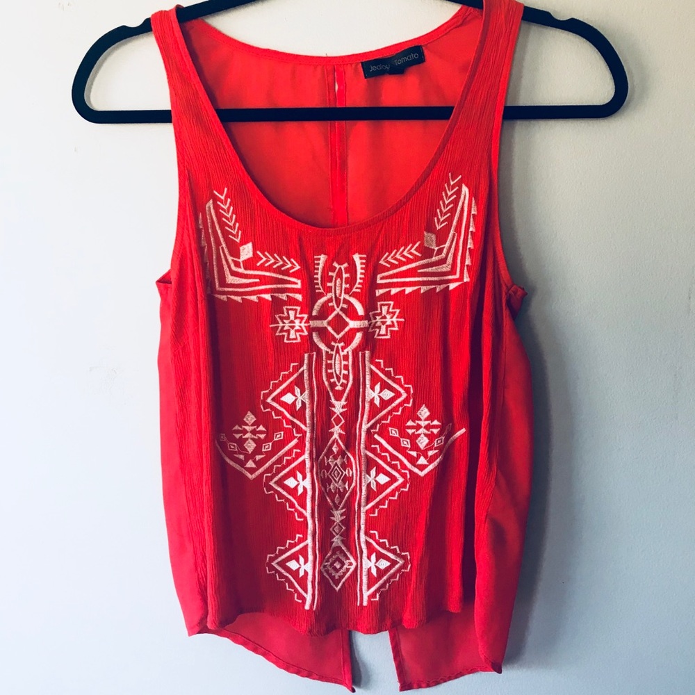 Jealous Tomato Open Back Tank with Aztec Print
